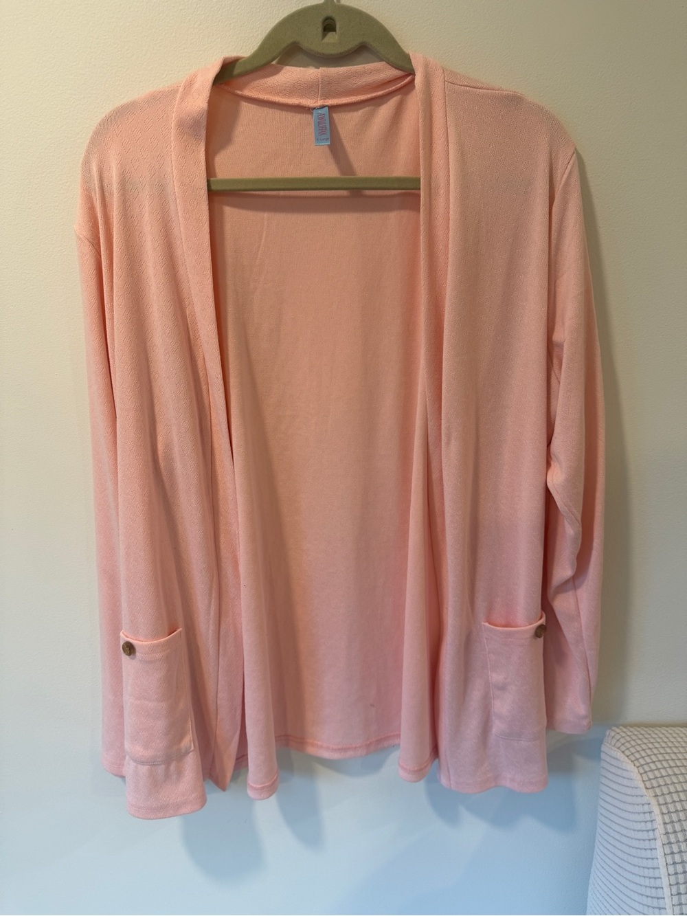 Women's Light Pink Open Cardigan with Front Pockets